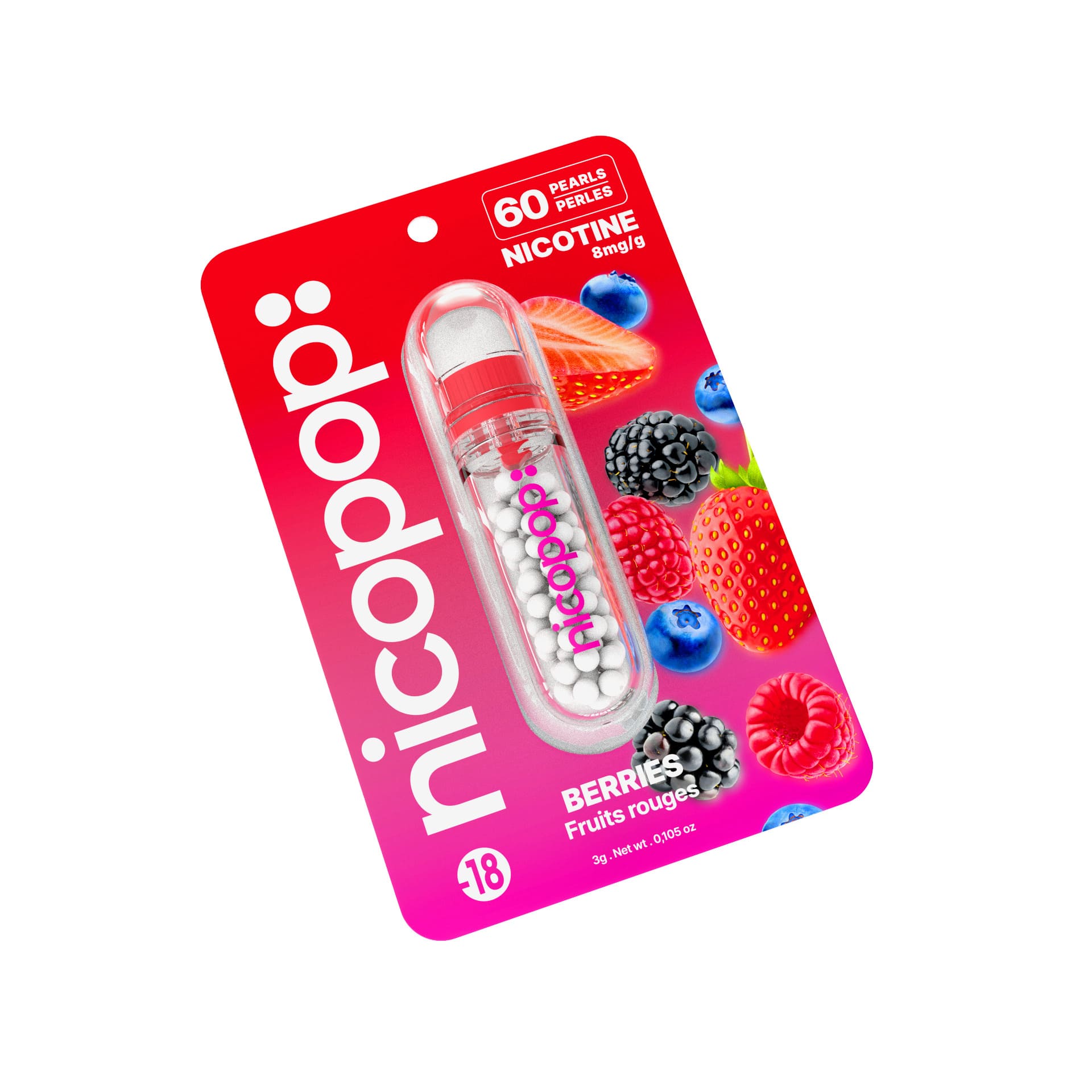 Nicopop - Berries Nicotine Pearls (8mg) - Angled