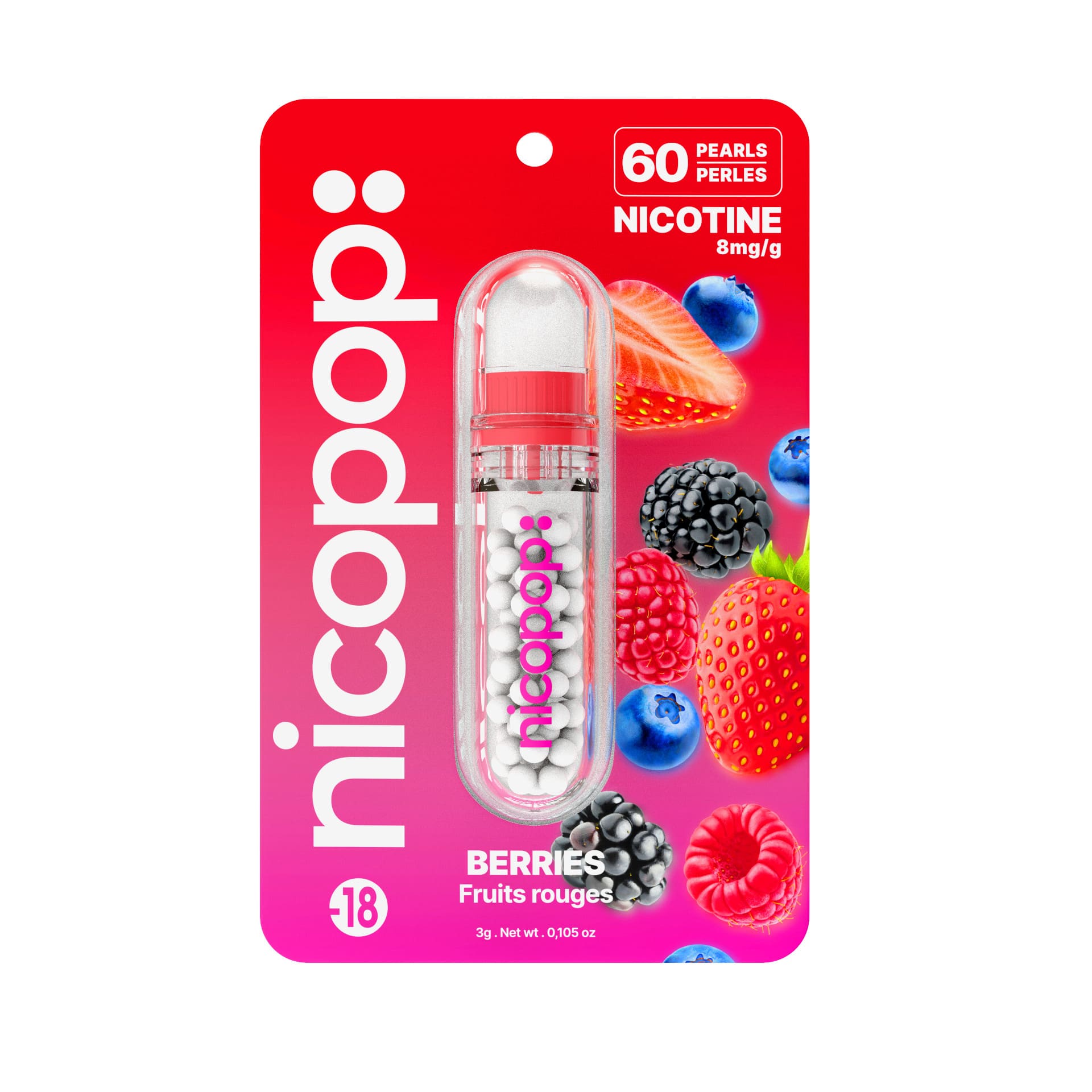 Nicopop - Berries Nicotine Pearls (8mg) - Front Medium