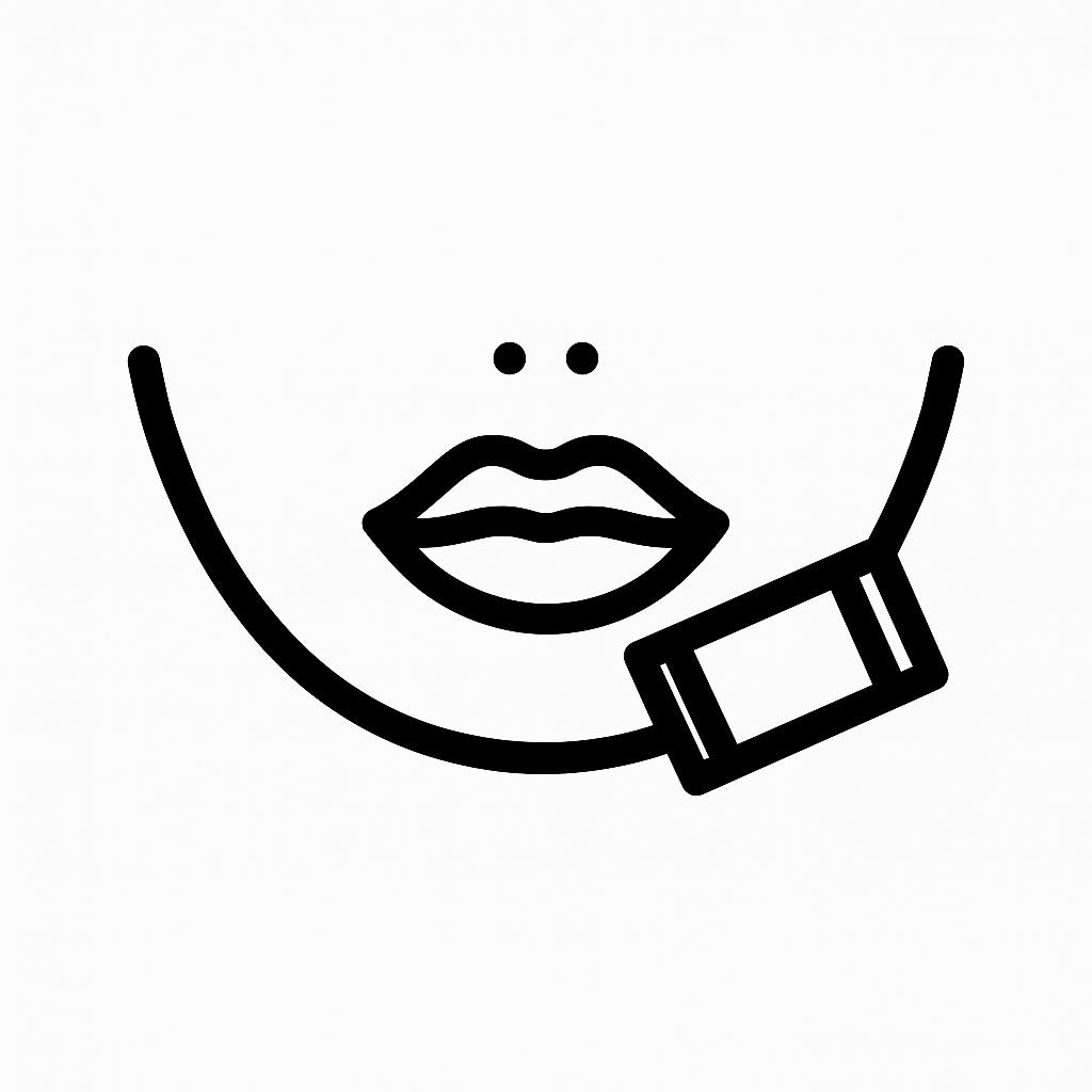 Mouth with nicotine pouch